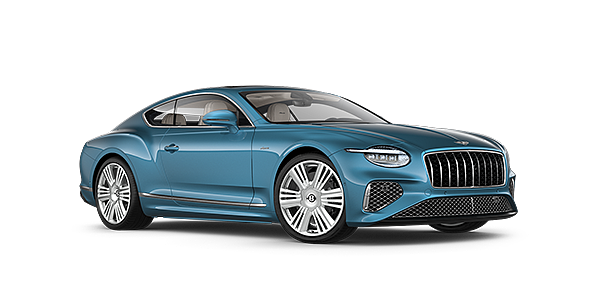Bentley Jeddah New Bentley Continental GT Azure coupe front three quarter in Light Windsor Blue paint