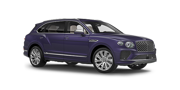 Bentley Jeddah Bentayga Extended Wheelbase Mulliner luxury SUV front three quarter in Tanzanite Purple paint